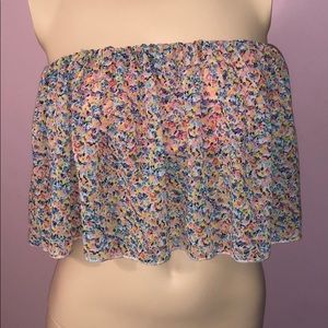 strapless flowy crop top